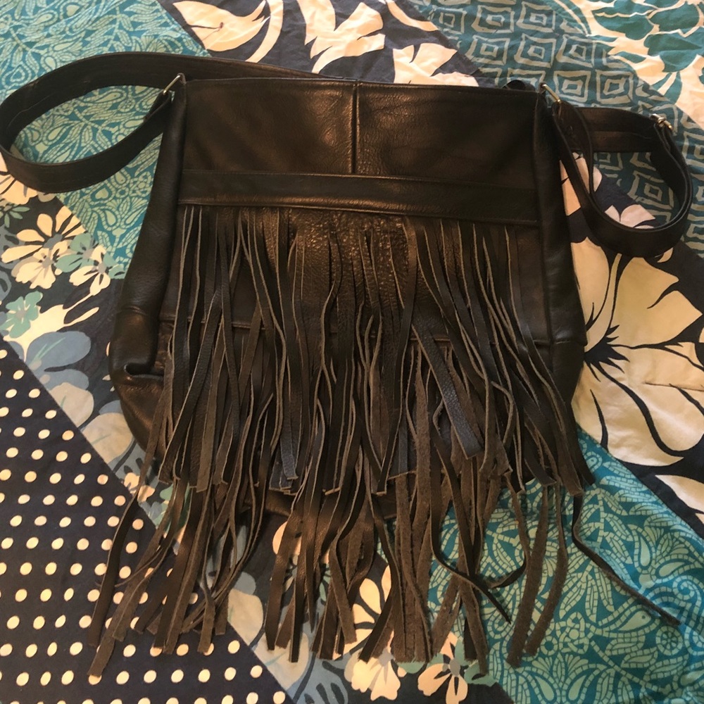 Black Leather Fringe Bag 🖤💀